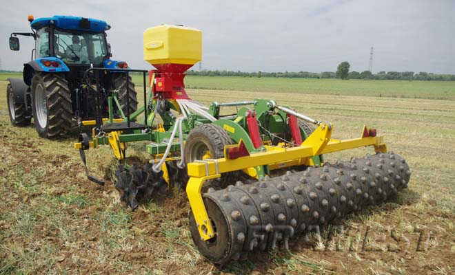 REPTILL cultivator with water manager rubber roll and pneumatic seeder unit